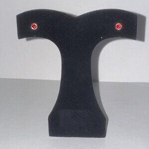 5 Mm Round Ruby Red Cz And Sterling Post Earrings